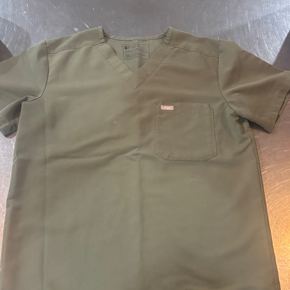 Figs Forest Green V-Neck Scrub Top